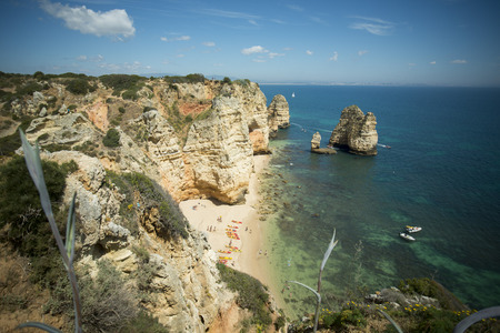 a landscape at the rocks of Ponta da Piedade near Lagos and Luz at the Algarve of Portugal in Europe.のeditorial素材