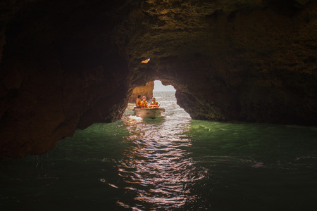 a landscape at the rocks of Ponta da Piedade near Lagos and Luz at the Algarve of Portugal in Europe.のeditorial素材