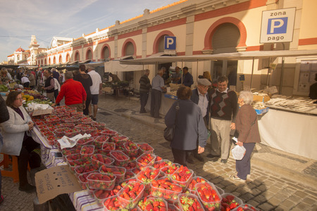 the markethall in the old town of Loule at the Algarve of Portugal in Europe.のeditorial素材