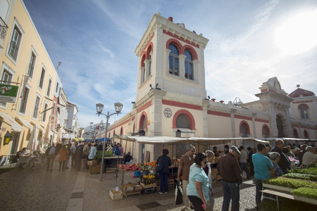 the markethall in the old town of Loule at the Algarve of Portugal in Europe.のeditorial素材