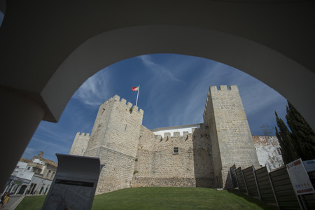 The castelo or fort in the town of Loule at the Algarve of Portugal in Europe.のeditorial素材