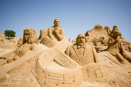 the Sand City or Sand Sculpture Festival FIESA at the Village of Pera at the Algarve of Portugal in Europe.のeditorial素材