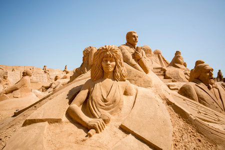 the Sand City or Sand Sculpture Festival FIESA at the Village of Pera at the Algarve of Portugal in...