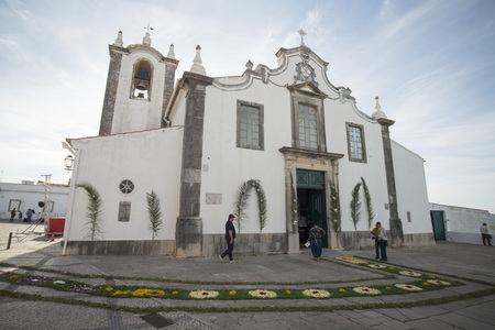the easter procession Festa das Tochas Flores in the town of Sao Bras de Alportel at the Algarve of Portugal in Europe.のeditorial素材