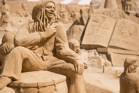the Sand City or Sand Sculpture Festival FIESA at the Village of Pera at the Algarve of Portugal in Europe.のeditorial素材