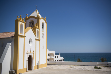 the church in the village of Luz at the Algarve of Portugal in Europe.のeditorial素材