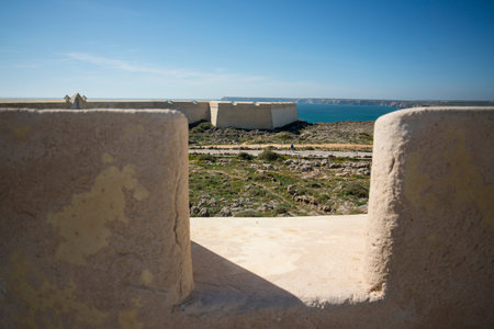 the fortaleza de Sagres at the Ponta de Sagres at the Cabo de Sao Vicente near the town of Sagres at the Algarve of Portugal in Europe.のeditorial素材
