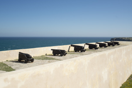 the fortaleza de Sagres at the Ponta de Sagres at the Cabo de Sao Vicente near the town of Sagres at the Algarve of Portugal in Europe.のeditorial素材