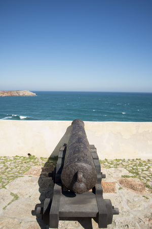 the fortaleza de Sagres at the Ponta de Sagres at the Cabo de Sao Vicente near the town of Sagres at the Algarve of Portugal in Europe.のeditorial素材