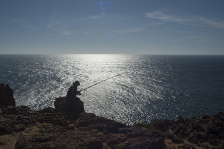 the coast and landscape at the Cabo de Sao Vicente near the town of Sagres at the Algarve of Portugal in Europe.のeditorial素材