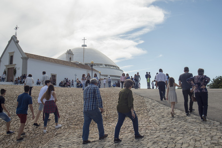 the church of Santuario de nossa senhora de piedade in the town of Loule at the Algarve of Portugal in Europe.のeditorial素材