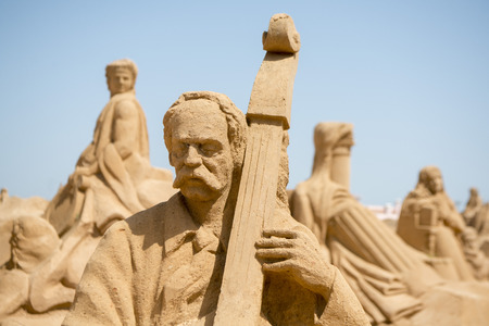 the Sand City or Sand Sculpture Festival FIESA at the Village of Pera at the Algarve of Portugal in Europe.のeditorial素材