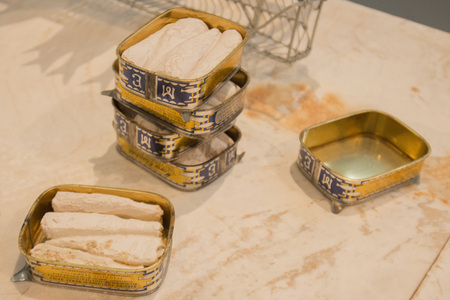 the Museu de Portimao and old Factory of sardines Fish can factory Fabrica de conservas la rose in the city of portimao at the Algarve of Portugal in Europe.のeditorial素材