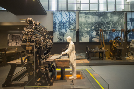 the Museu de Portimao and old Factory of sardines Fish can factory Fabrica de conservas la rose in the city of portimao at the Algarve of Portugal in Europe.のeditorial素材