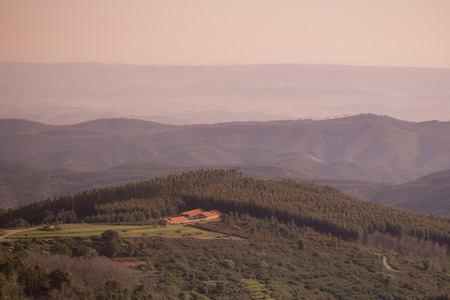 the landscape near the town of Monchique in the Sierra de Monchique at the Algarve of Portugal in Europe.の写真素材