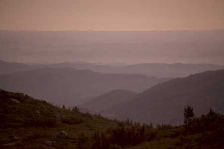 the landscape near the town of Monchique in the Sierra de Monchique at the Algarve of Portugal in Europe.の写真素材