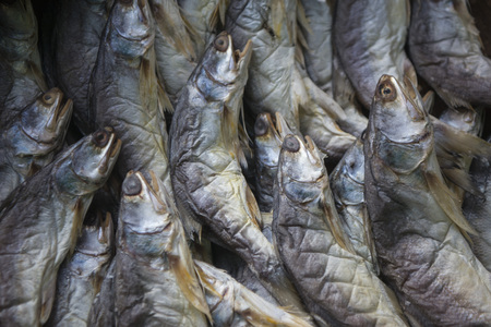 the fish market at the town of Ang Sila near Bang Saen in the Provinz Chonburi in Thailand.の写真素材