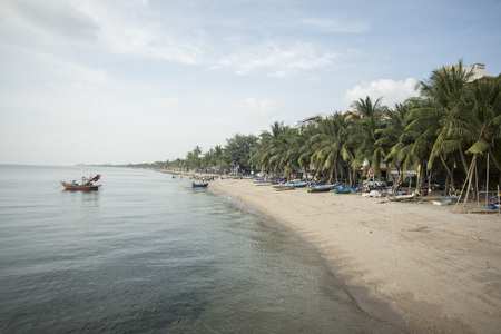 the Bang Saen Beach at the Town of Bangsaen in the Provinz Chonburi in Thailand.  Thailand, Bangsaen, November, 2017のeditorial素材