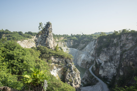 Grand Canyon Chonburi at the Kiri Nakhon Stone Mine near the city of Chonburi in the Provinz Chonburi in Thailand.  ThaBan Suan Canyoniland, Bangsaen, November, 2017のeditorial素材