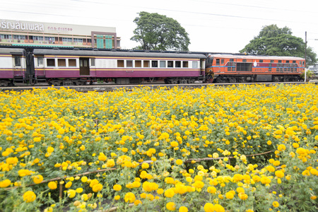 the Railway station in the city of Buriram in the province of Buri Ram in Isan in Northeast thailand.  Thailand, Buriram, November, 2017のeditorial素材