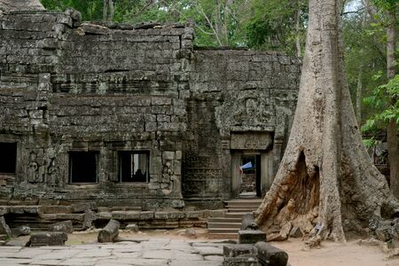 the Preah Khan Temple in the Temple City of Angkor near the City of Siem Reap in the west of Cambodia.   Cambodia, Siem Reap, April 2014のeditorial素材