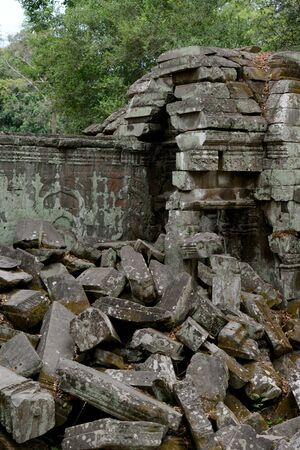 the Preah Khan Temple in the Temple City of Angkor near the City of Siem Reap in the west of Cambodia.   Cambodia, Siem Reap, April 2014のeditorial素材