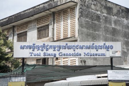 the Tuol Sleng Genocide Museum in the city of Phnom Penh of Cambodia.  Cambodia, Phnom Penh, November, 2017,のeditorial素材