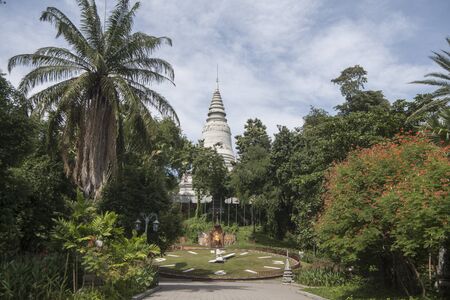 the Wat Phnom Park in the city of Phnom Penh of Cambodia.  Cambodia, Phnom Penh, November, 2017,のeditorial素材