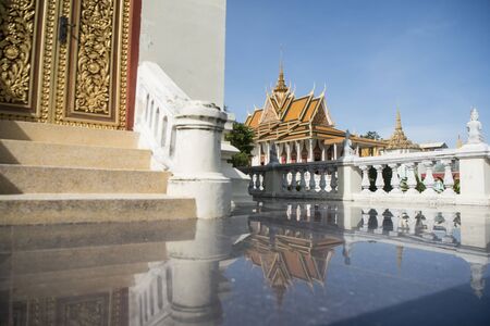 the silver pagoda of the Royal Palace in the city of Phnom Penh of Cambodia.  Cambodia, Phnom Penh, November, 2017,のeditorial素材