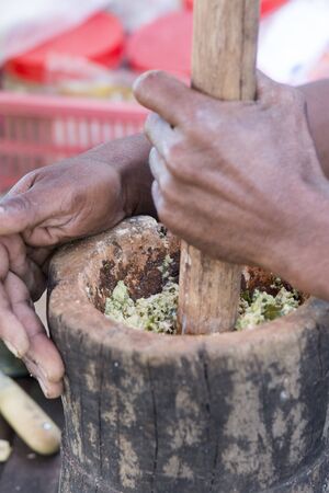 street food at the market Psar Kampong thom in the city of Kampong Thom of Cambodia.  Cambodia, Kampong Thom, November, 2017,のeditorial素材