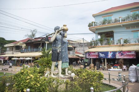 the mainroad in the city centre of Kampong Thom of Cambodia.  Cambodia, Kampong Thom, November, 2017,のeditorial素材