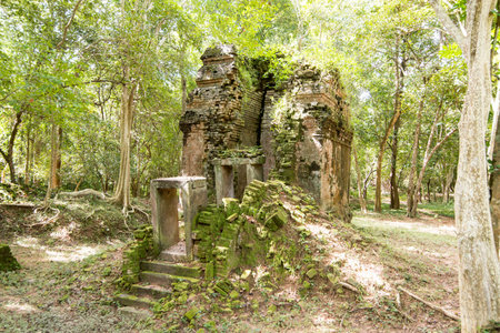 the khmer ruins of the Sambor Prei Kuk Ruins north of the city of Kampong Thom of Cambodia.  Cambodia, Kampong Thom, November, 2017,のeditorial素材