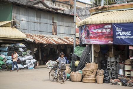 the mainroad in the city centre of Kampong Thom of Cambodia.  Cambodia, Kampong Thom, November, 2017,のeditorial素材