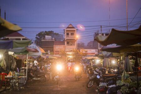 the food market in the city of Preah Vihear city of Cambodia.  Cambodia, Kampong Thom, November, 2017,のeditorial素材