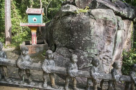 the stairs and Path a the Phnom Santuk Temple near of the city of Kampong Thom of Cambodia.  Cambodia, Kampong Thom, November, 2017,のeditorial素材