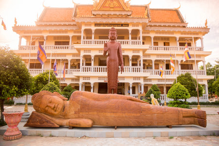 the Wat Kampong Thom Temple in the city of Kampong Thom of Cambodia.  Cambodia, Kampong Thom, November, 2017,のeditorial素材