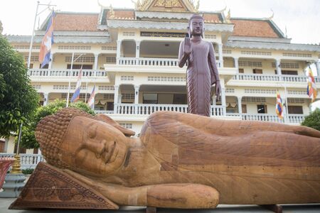 the Wat Kampong Thom Temple in the city of Kampong Thom of Cambodia.  Cambodia, Kampong Thom, November, 2017,のeditorial素材