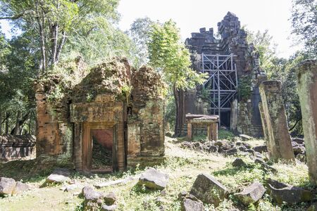 the Khmer Temples of Koh Ker east of the Town of Srayong west of the city Preah Vihear in Northwaest Cambodia.  Cambodia, Sra Em, November, 2017,のeditorial素材