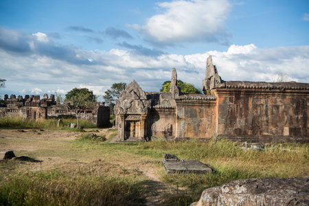 the Khmer Temples of Prsat Preah Vihear north of the town Sra Em in the province of Preah Vihear in Northwest Cambodia.  Cambodia, Sra Em, November, 2017,のeditorial素材