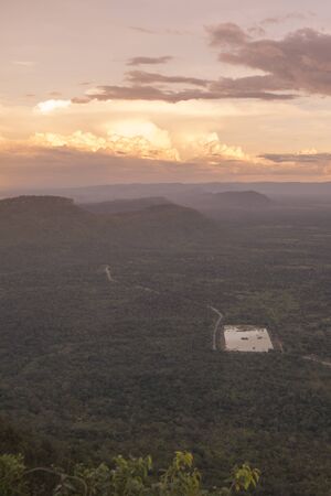the view from the Khmer Temples of Prsat Preah Vihear north of the town Sra Em in the province of Preah Vihear in Northwest Cambodia.  Cambodia, Sra Em, November, 2017,のeditorial素材