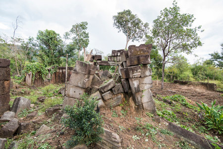 the Khmer Temple of Prasat Kuck just near the Prasat Neak Buos east of the Town of Sra Em north of...