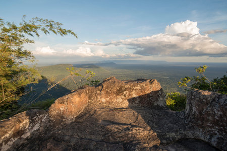 the view from the Khmer Temples of Prsat Preah Vihear north of the town Sra Em in the province of...