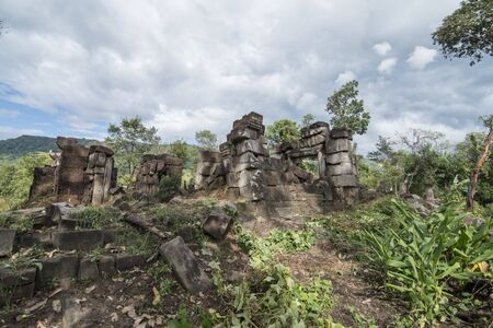 the Khmer Temple of Prasat Kuck just near the Prasat Neak Buos east of the Town of Sra Em north of the city Preah Vihear in Northwaest Cambodia.  Cambodia, Sra Em, November, 2017,のeditorial素材