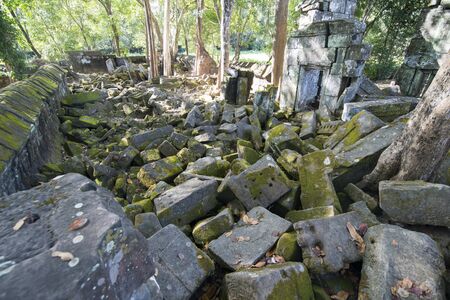 the Khmer Temples of Koh Ker east of the Town of Srayong west of the city Preah Vihear in Northwaest Cambodia.  Cambodia, Sra Em, November, 2017,のeditorial素材