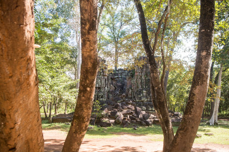 the Khmer Temples of Koh Ker east of the Town of Srayong west of the city Preah Vihear in Northwaest...