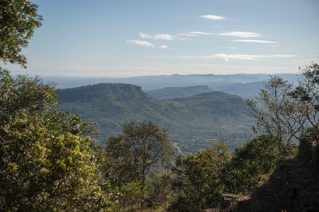 the view from the Khmer Temples of Prsat Preah Vihear north of the town Sra Em in the province of...