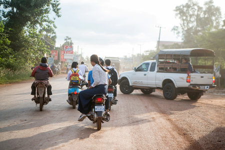 a transport in the city centre of the Town of Anlong Veng in the province of Oddar Meanchey in...