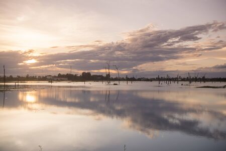 the Ta Mok Lake at the Town of Anlong Veng in the province of Oddar Meanchey in Northwaest Cambodia.  Cambodia, Anlong Veng, November, 2017,のeditorial素材