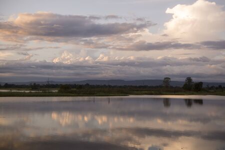 the Ta Mok Lake at the Town of Anlong Veng in the province of Oddar Meanchey in Northwaest Cambodia.  Cambodia, Anlong Veng, November, 2017,のeditorial素材
