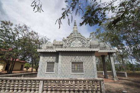 the grave and Ta Mok Mausoleum of Khmer Rouge Nr.5 Ta Mok in the town of Tamnup Leu and north of the Town of Anlong Veng in the province of Oddar Meanchey in Northwaest Cambodia.  Cambodia, Anlong Veng, November, 2017,のeditorial素材